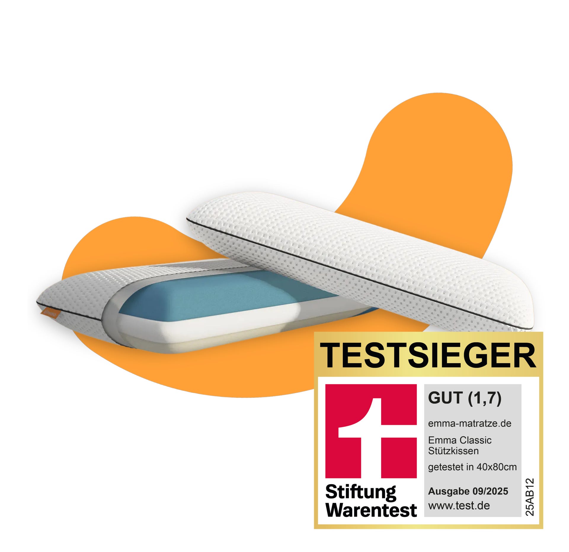 2er-Pack: Emma Classic Stützkissen mit sichtbaren Schichten.