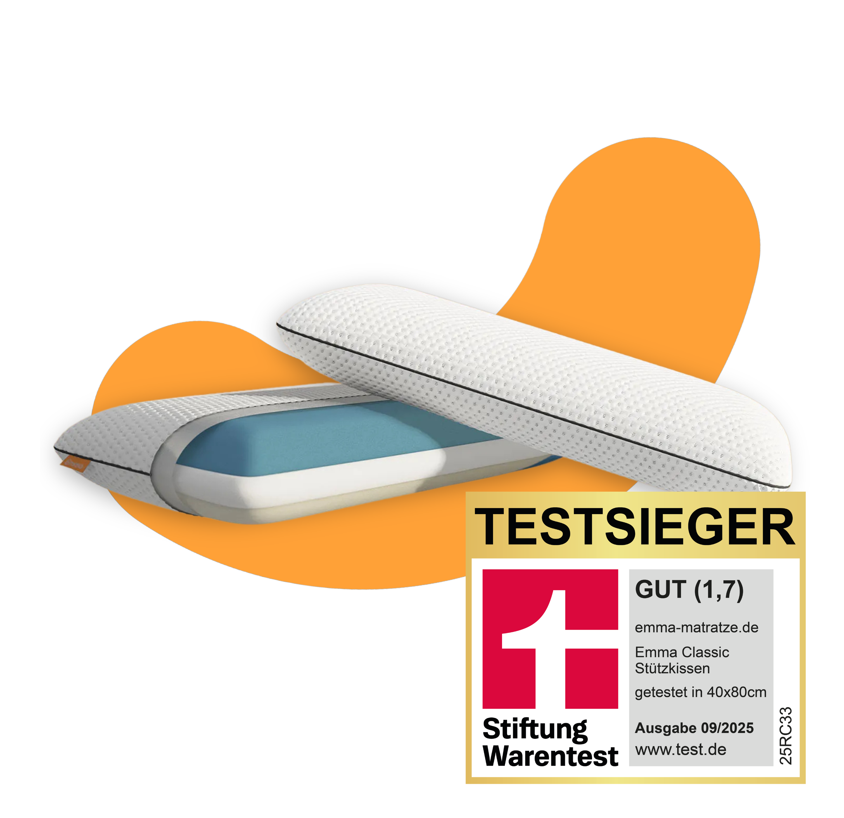 2er-Pack: Emma Classic Stützkissen mit sichtbaren Schichten.