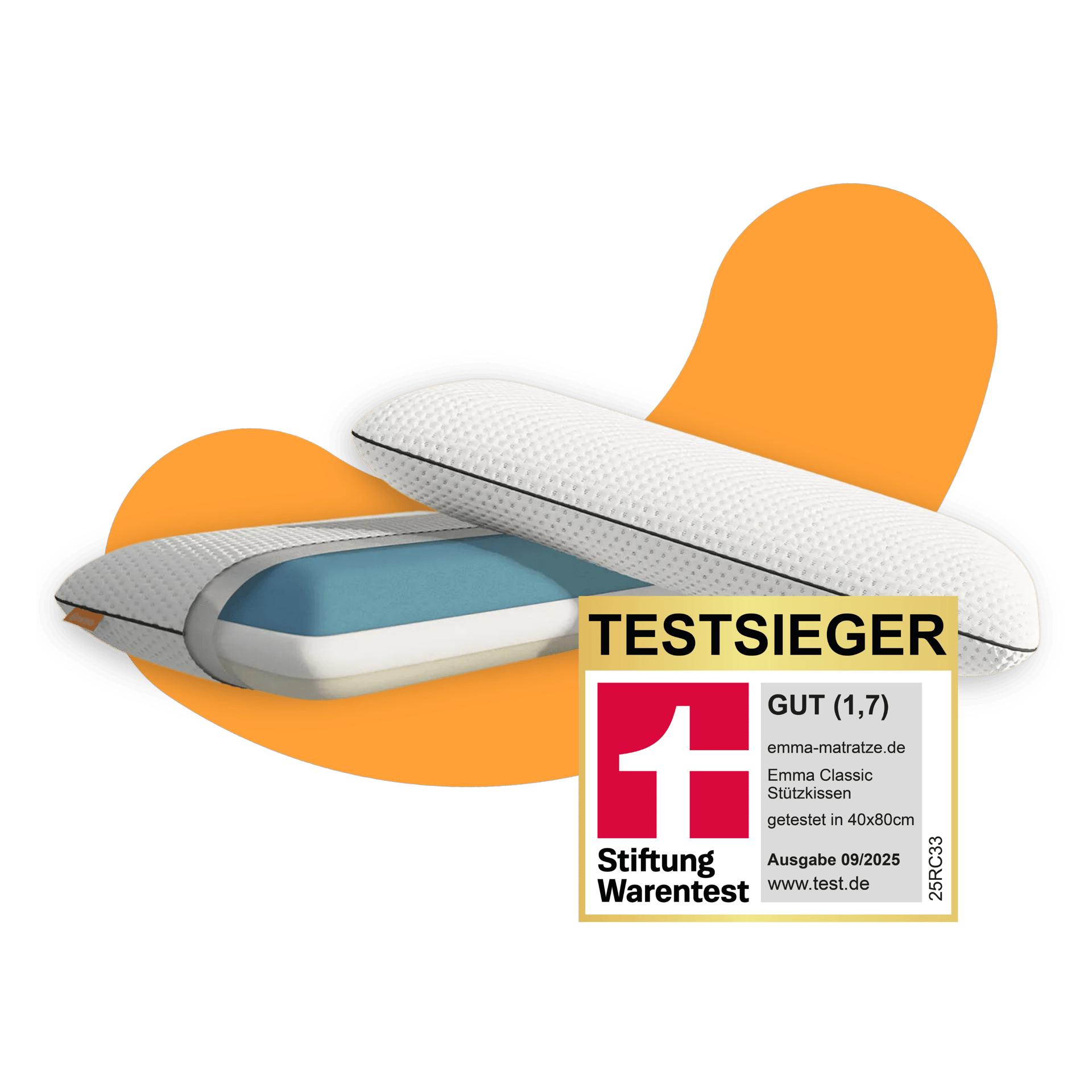2er-Pack: Emma Classic Stützkissen mit sichtbaren Schichten.