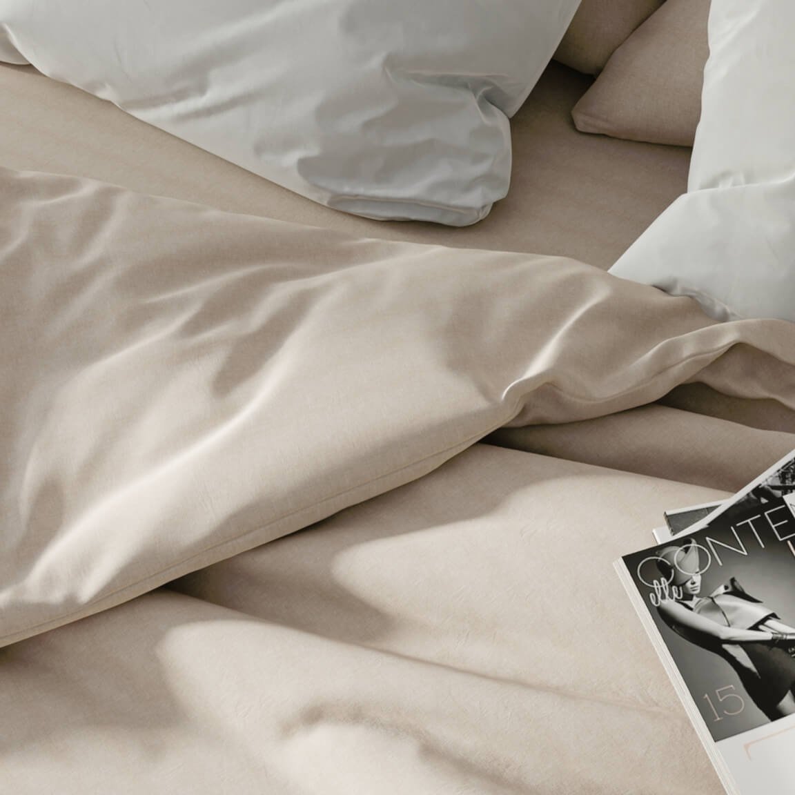 copripiumino in percalle beige