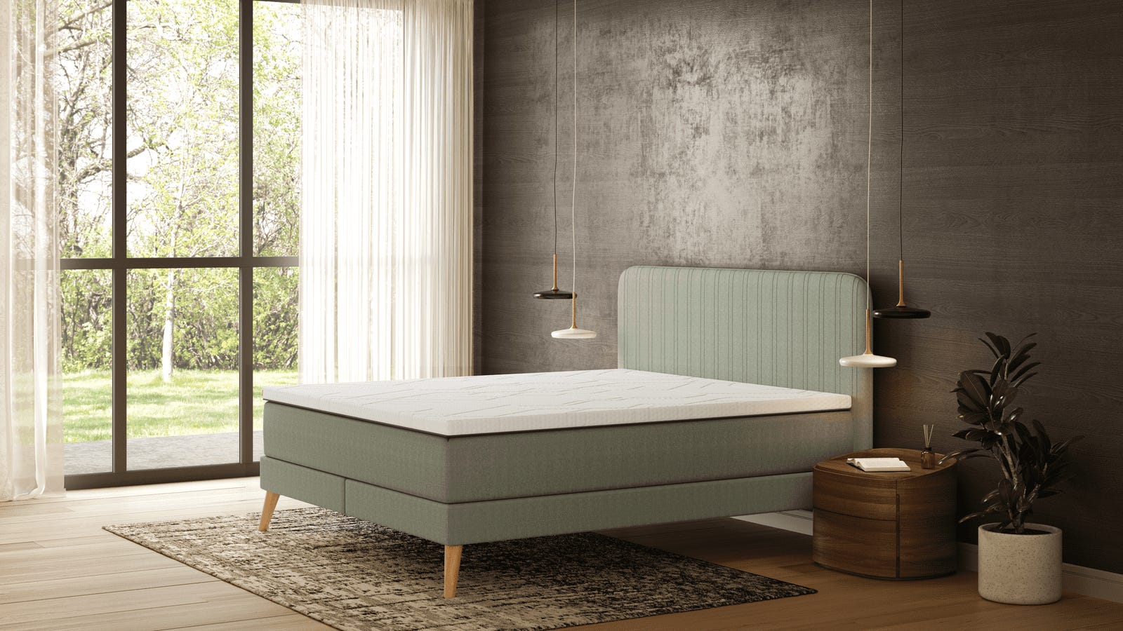 Signature - Mint Green - Tufted HB - Wooden Ft - Diamond Top