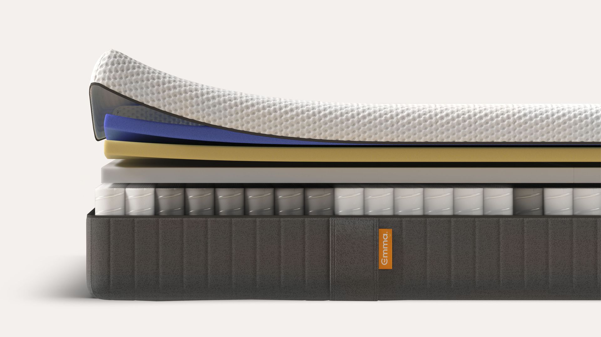 Visione laterale materasso con molle insacchettate e memory foam