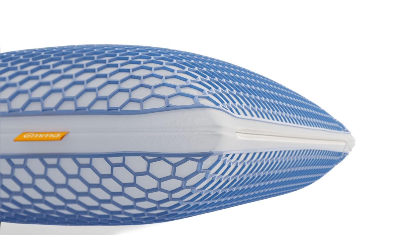el gel de la almohada visto de cerca para apreciar los canales que la hacen transpirable y cómoda