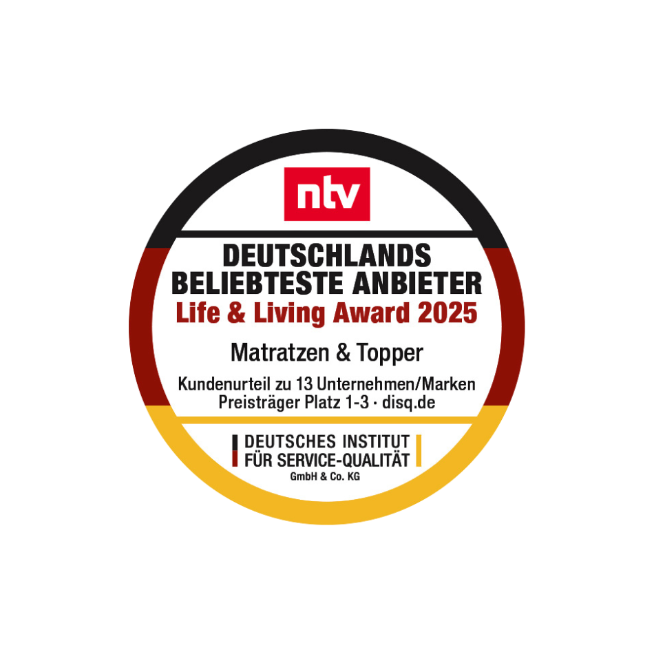 ntv Life & Living Award 2025 für Emma als einer der beliebtesten Anbieter für Matratzen & Topper.