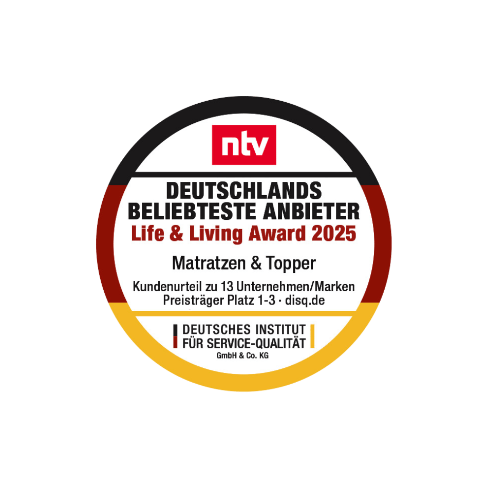 ntv Life & Living Award 2025 für Emma als einer der beliebtesten Anbieter für Matratzen & Topper.