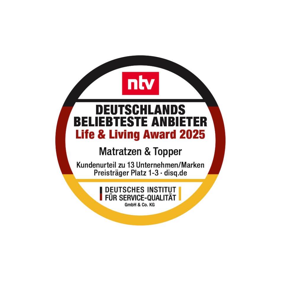 ntv Life & Living Award 2025 für Emma als einer der beliebtesten Anbieter für Matratzen & Topper.