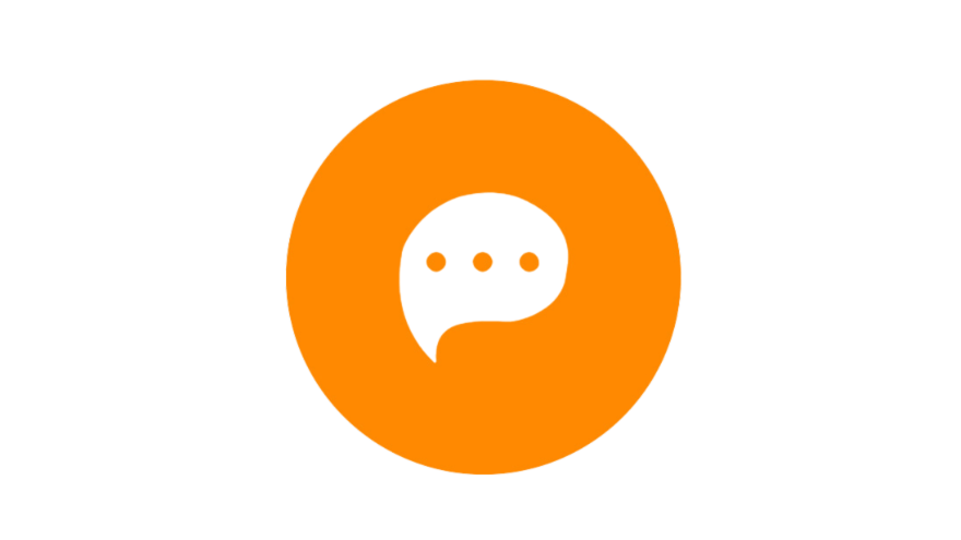 Chatbot-Logo: Weiße Sprechblase mit drei Punkten in orangefarbenem Kreis