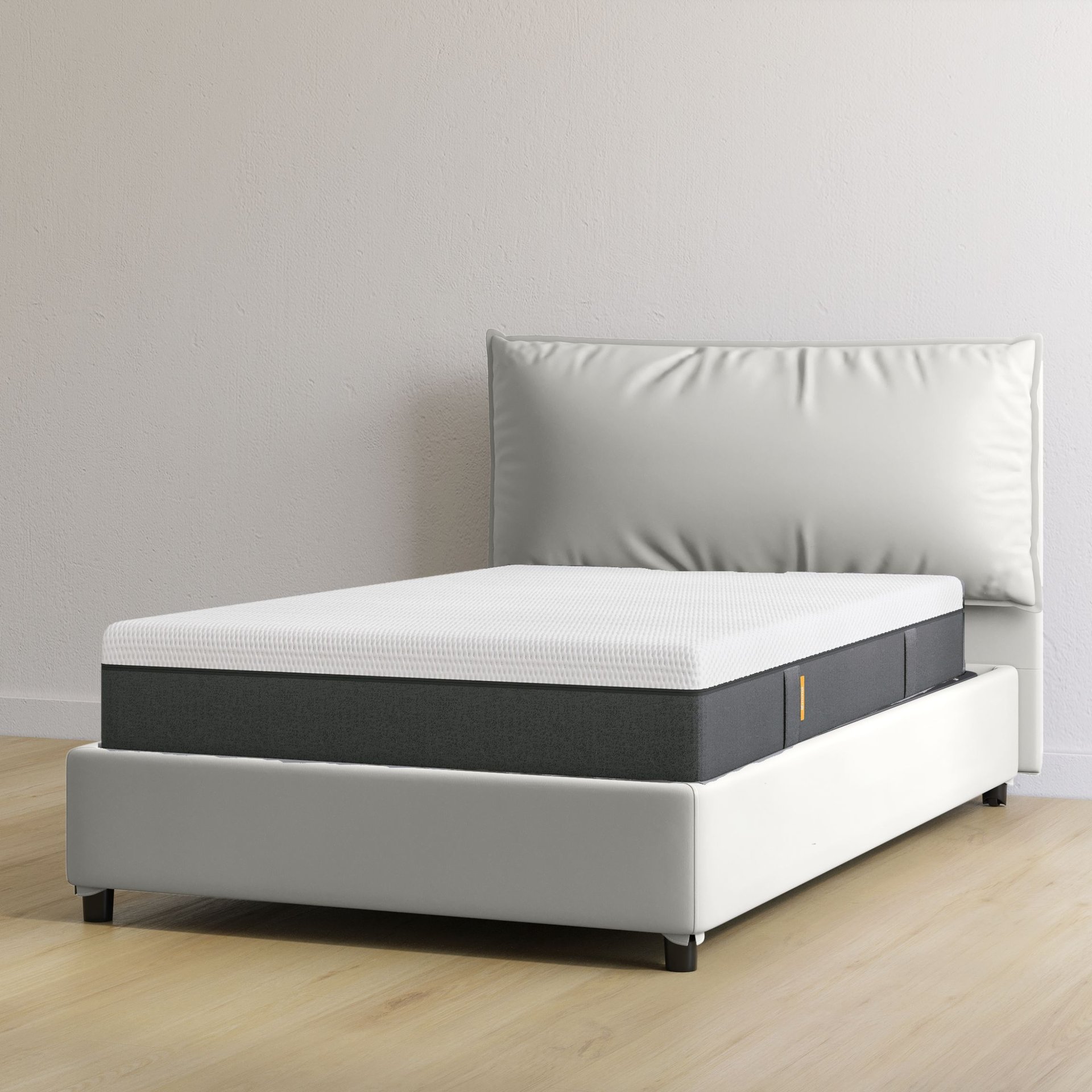 letto contenitore ecopelle singolo bianco con materasso