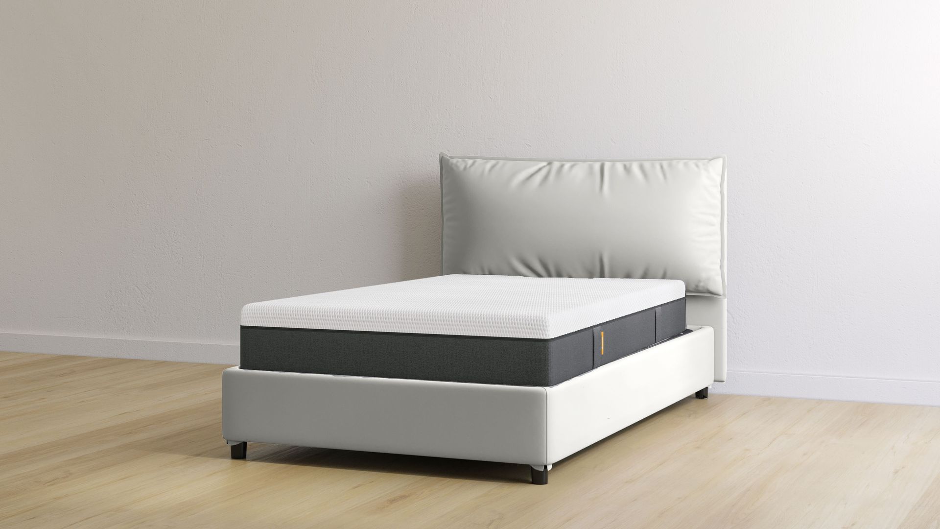 letto contenitore ecopelle singolo bianco con materasso