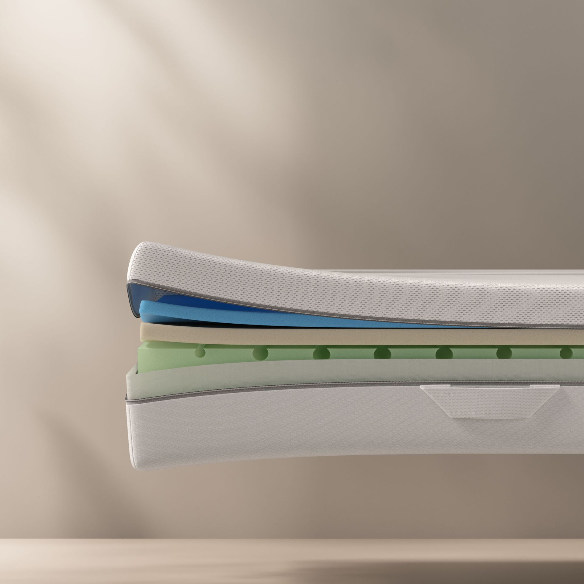 Con una cubierta transpirable, el colchón ofrece ventilación constante, manteniéndolo fresco y en perfectas condiciones para años de uso.