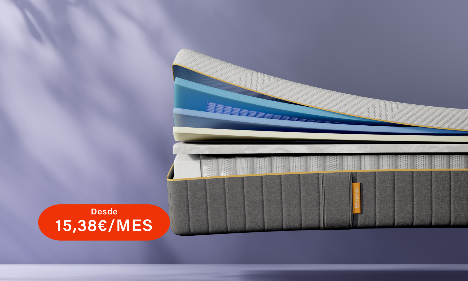 Vista lateral del colchón Emma Hybrid Elite