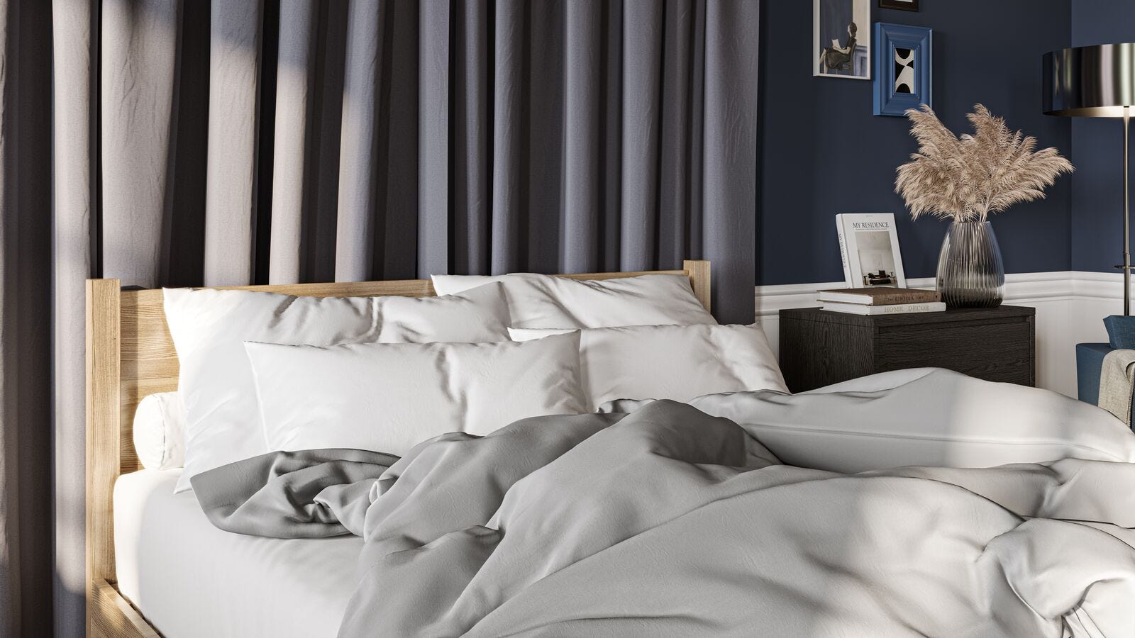 grey bed linen