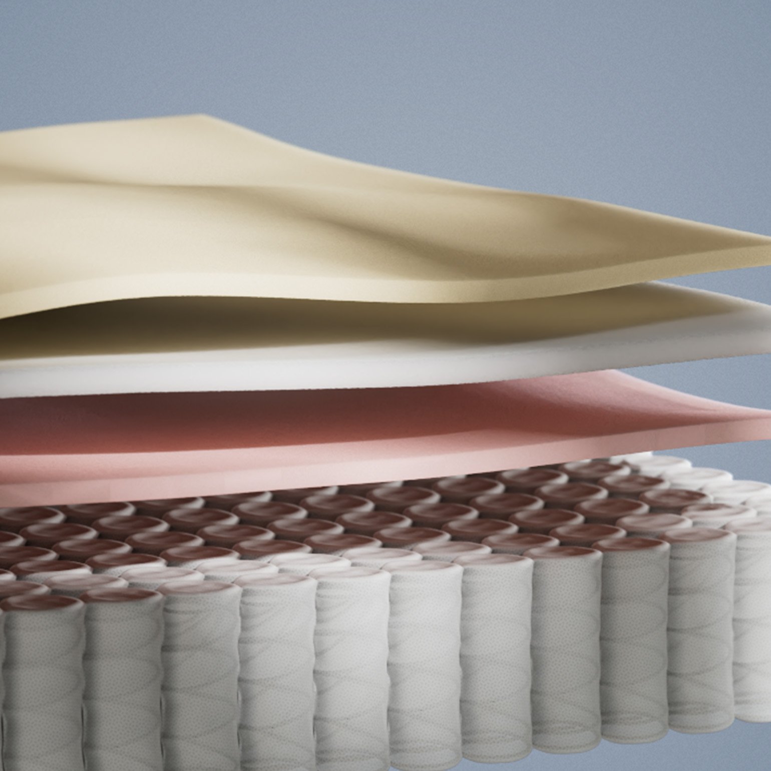 Illustrative cutaway showing the mattress construction.
