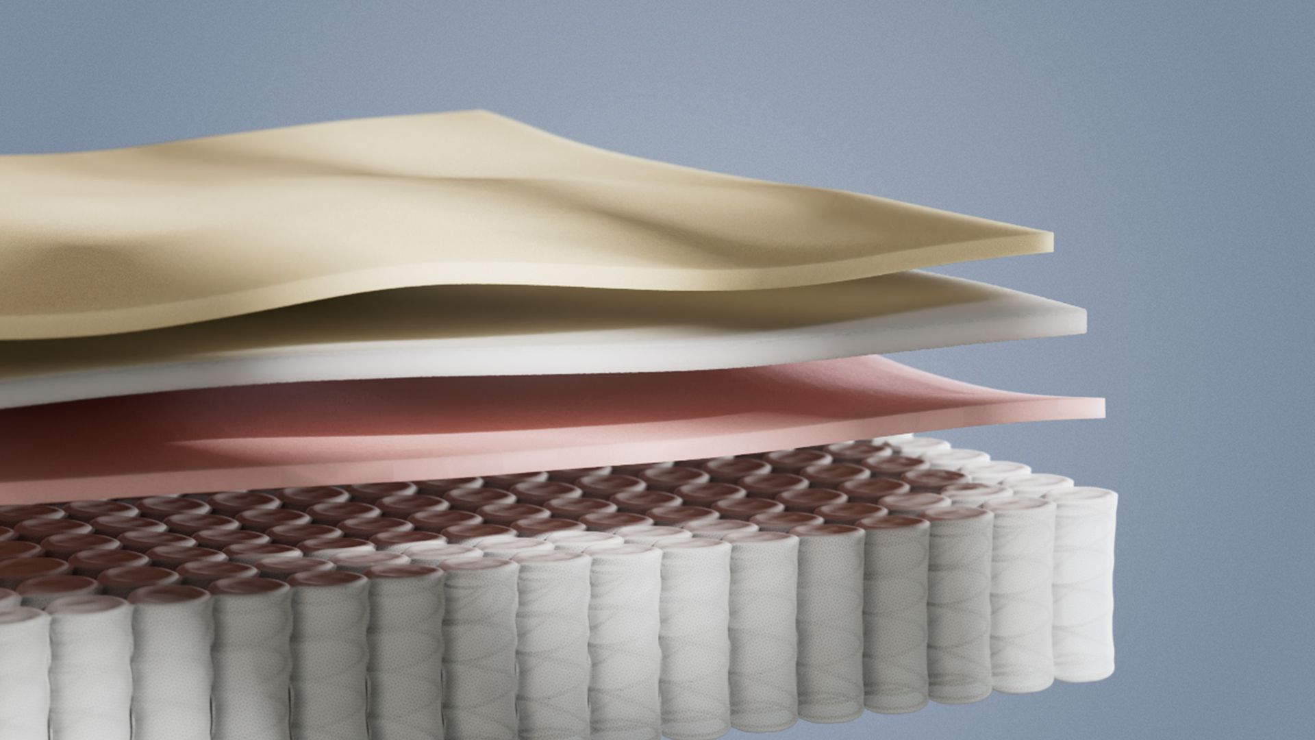 Illustrative cutaway showing the mattress construction.