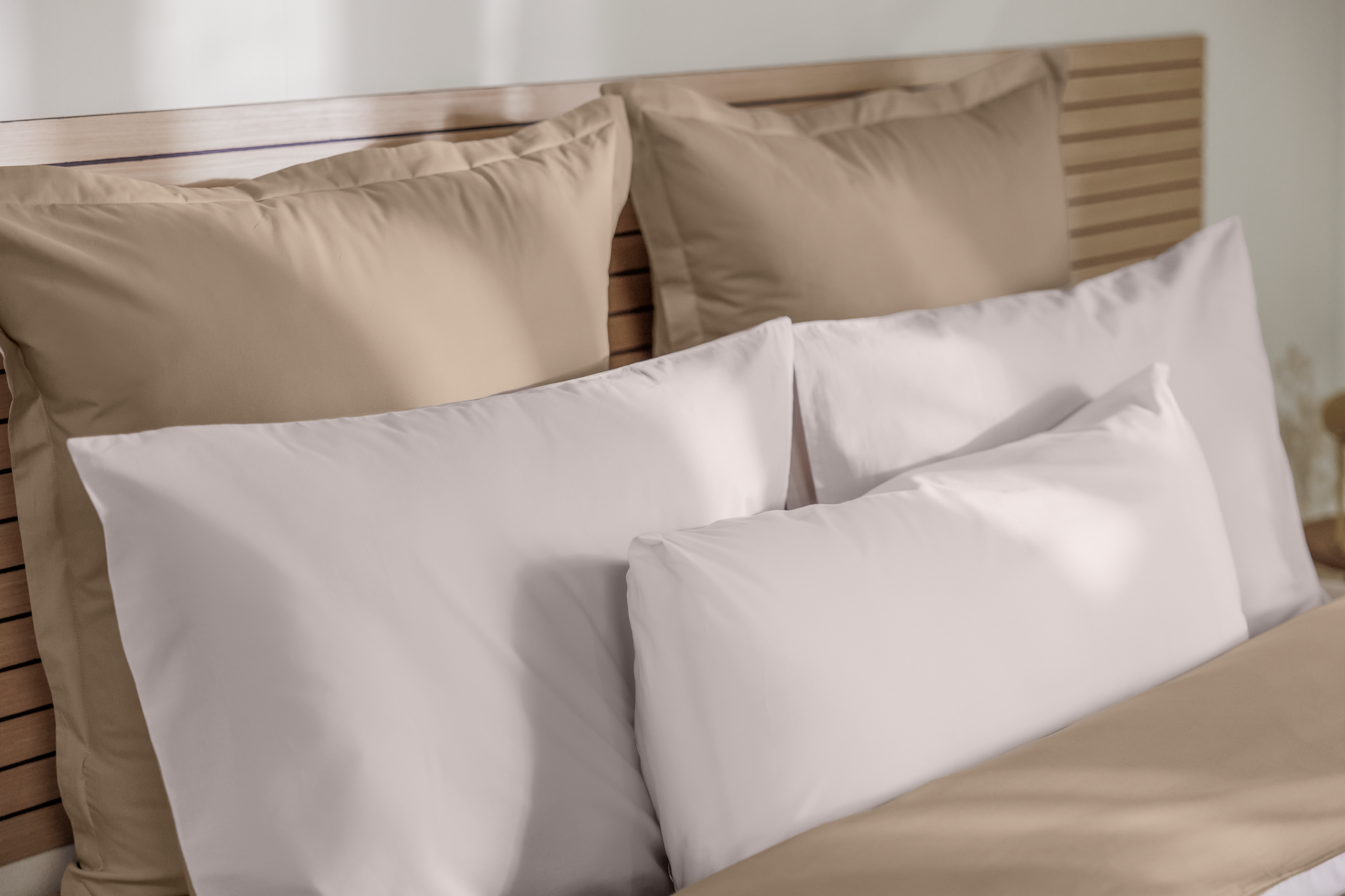 Taies D'oreiller Percale Coton 60x70 Cm - Lot De 2, Couleur Beige Moyen, Housse à Rabat