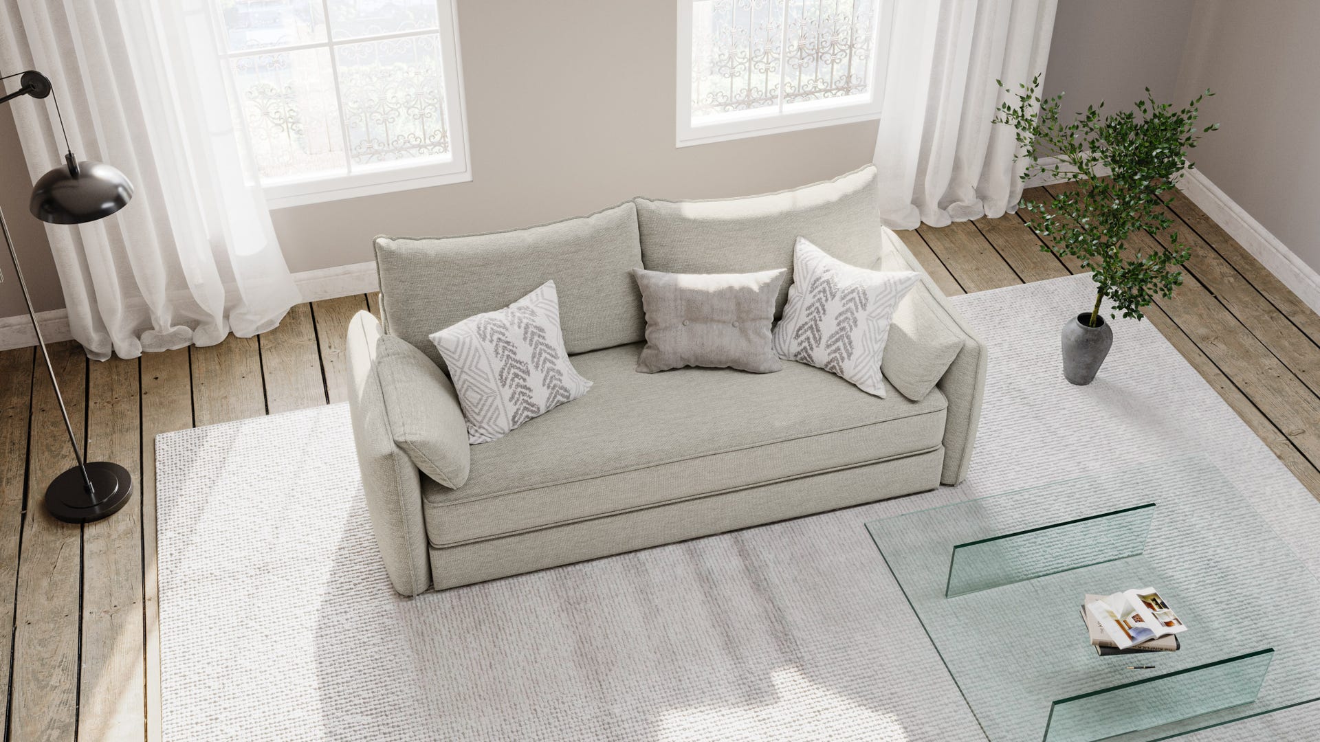 Emma Premium Schlafsofa in modernem Wohnzimmer.