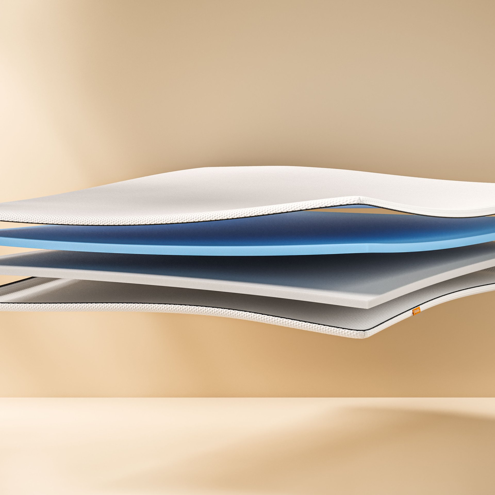The Emma Original Topper cut on the side and showing the expanded layers.
