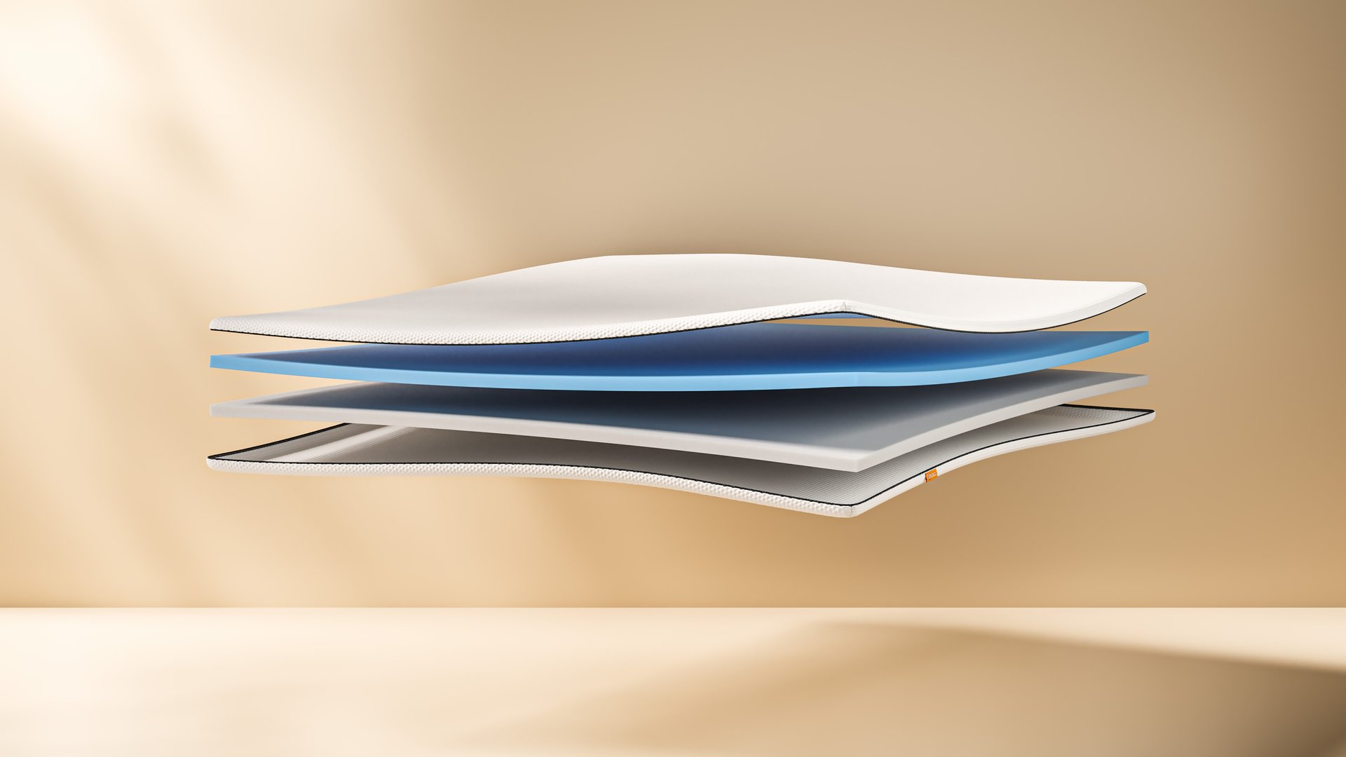 Exploded view of Emma topper layers showing multi-layer design for comfort and support.