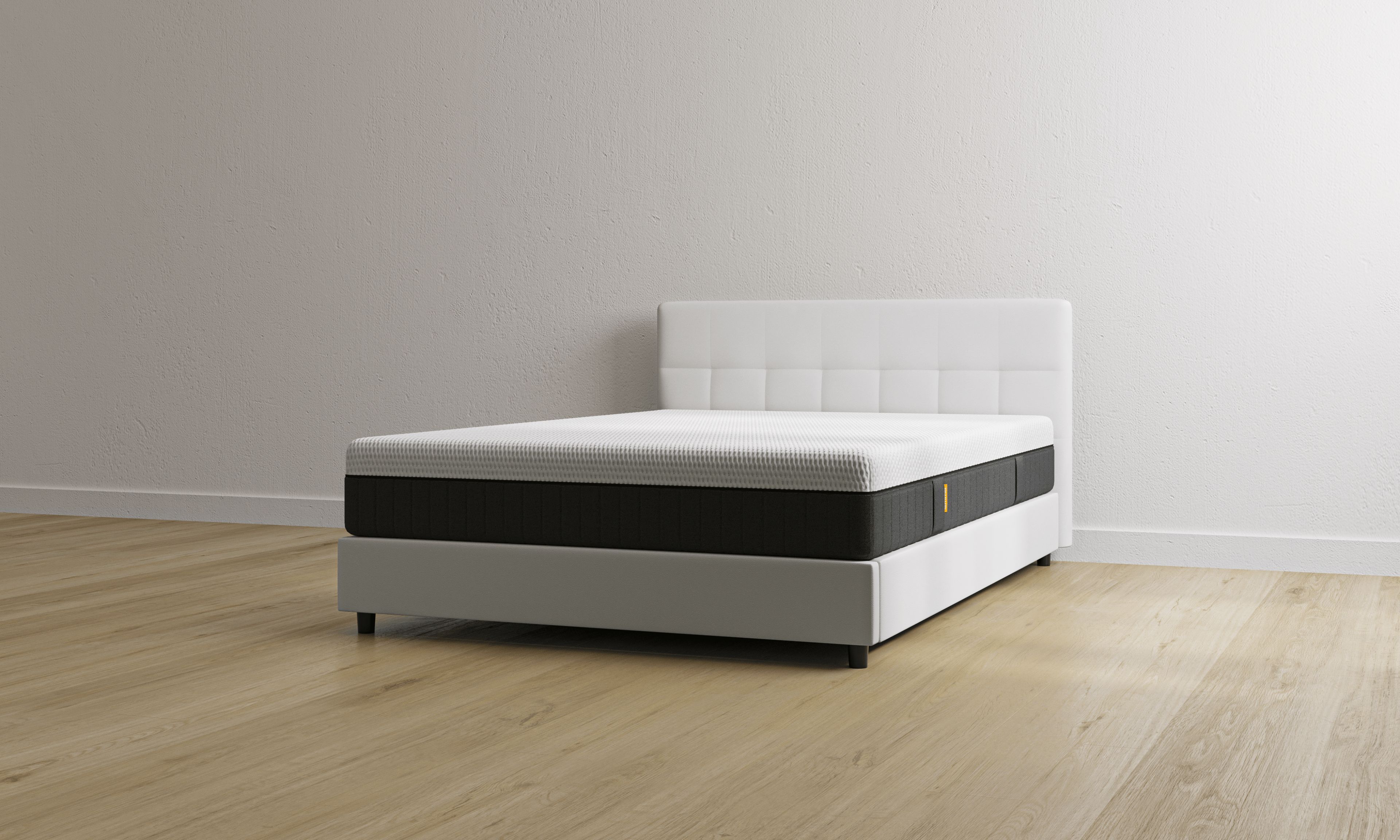 Letto contenitore bianco con testiera con materasso
