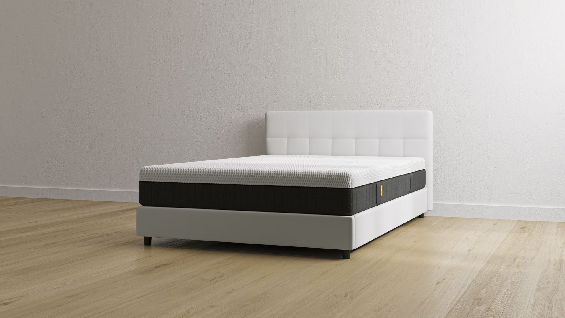 Letto contenitore bianco con testiera con materasso