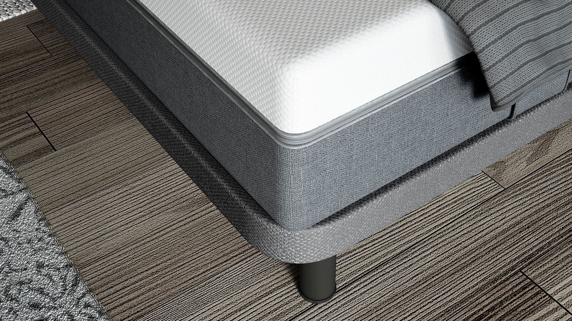 Base tapizada con colchón Emma detalle esquina