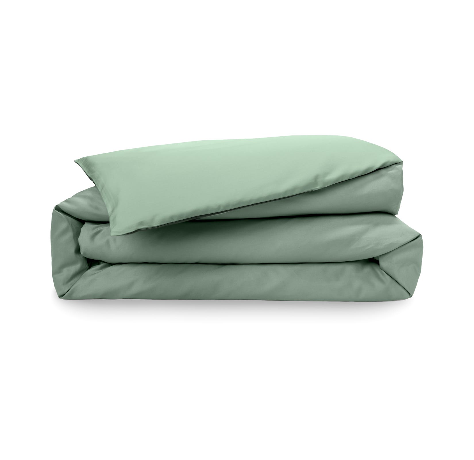 Copripiumino verde piegato ordinatamente.
