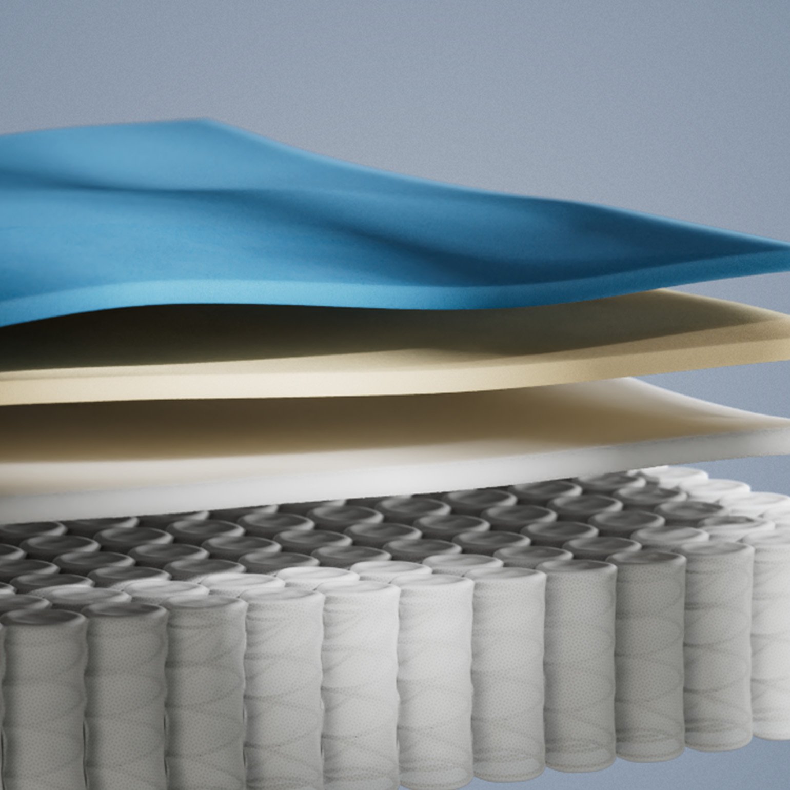 Illustrative cutaway showing the mattress construction.