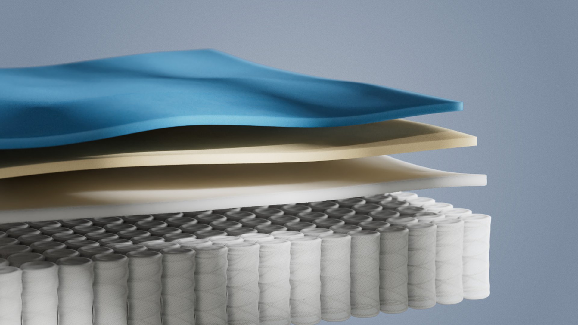 Illustrative cutaway showing the mattress construction.