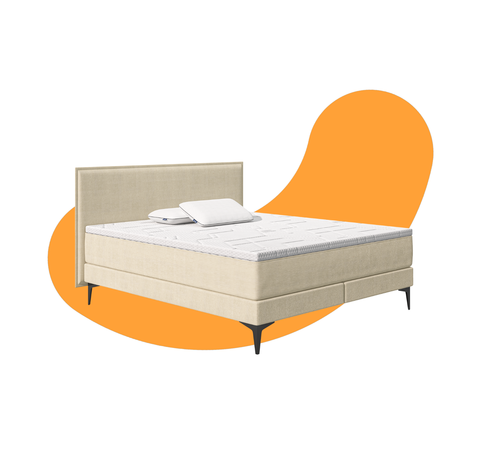 Emma Elite Boxspringbett Set: Elite Boxspringbett, Premium Topper, 2x Premium Stützkissen.