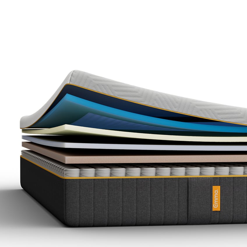 Emma Hybrid Airgrid Mattress with seven exposed layers.