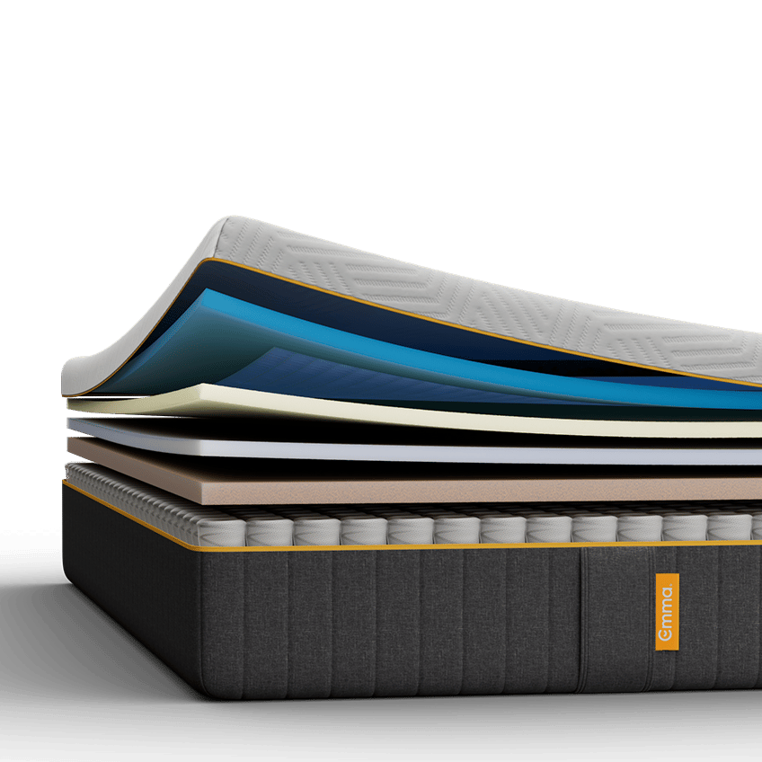Emma Hybrid Airgrid Mattress with seven exposed layers.