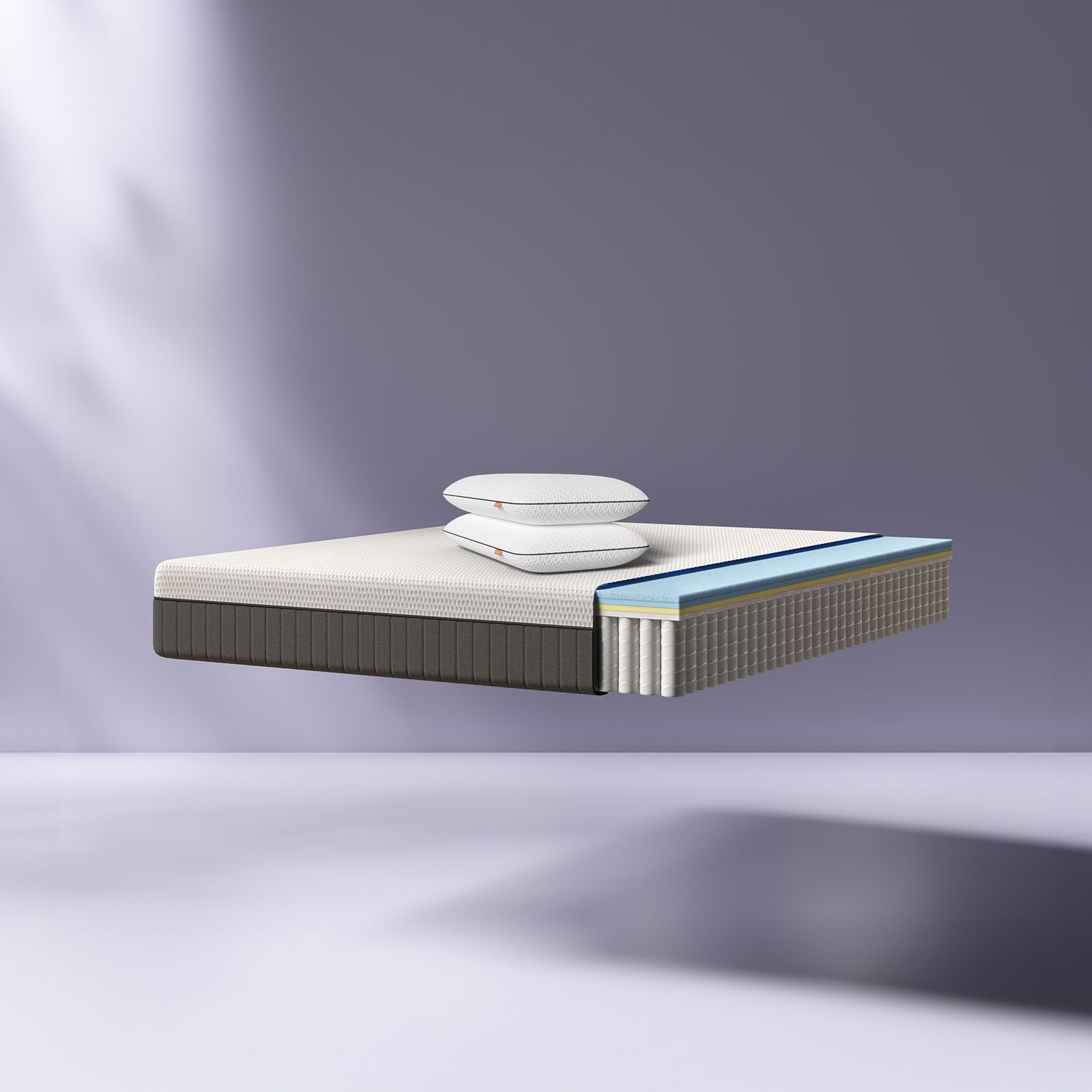 Combo Deluxe: Eleva tu descanso con el Combo Deluxe, que incluye el colchón Hybrid Deluxe y dos almohadas Elite o Diamond. Diseñado para ofrecer soporte y comodidad superior, este colchón de firmeza media incorpora la avanzada tecnología ThermoSync, que regula la temperatura absorbiendo y redistribuyendo el calor corporal para mantenerte siempre fresco y cómodo.