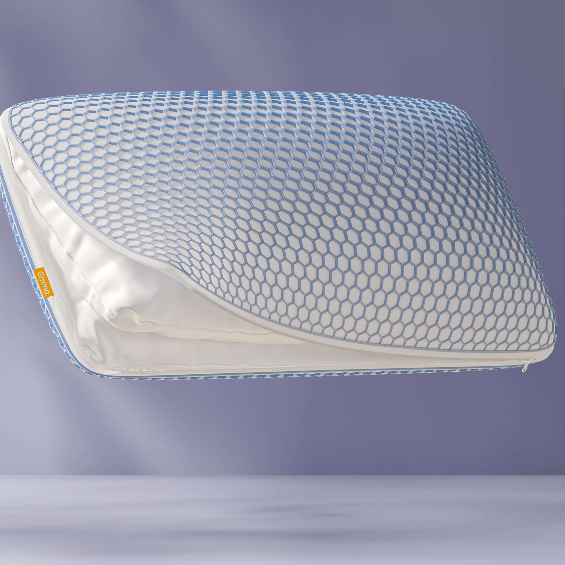 Almohada Elite Microfiber mostrando sus capas de microfibra ajustables y la funda Gel Grid. Perfecta para un sueño personalizado y fresco.