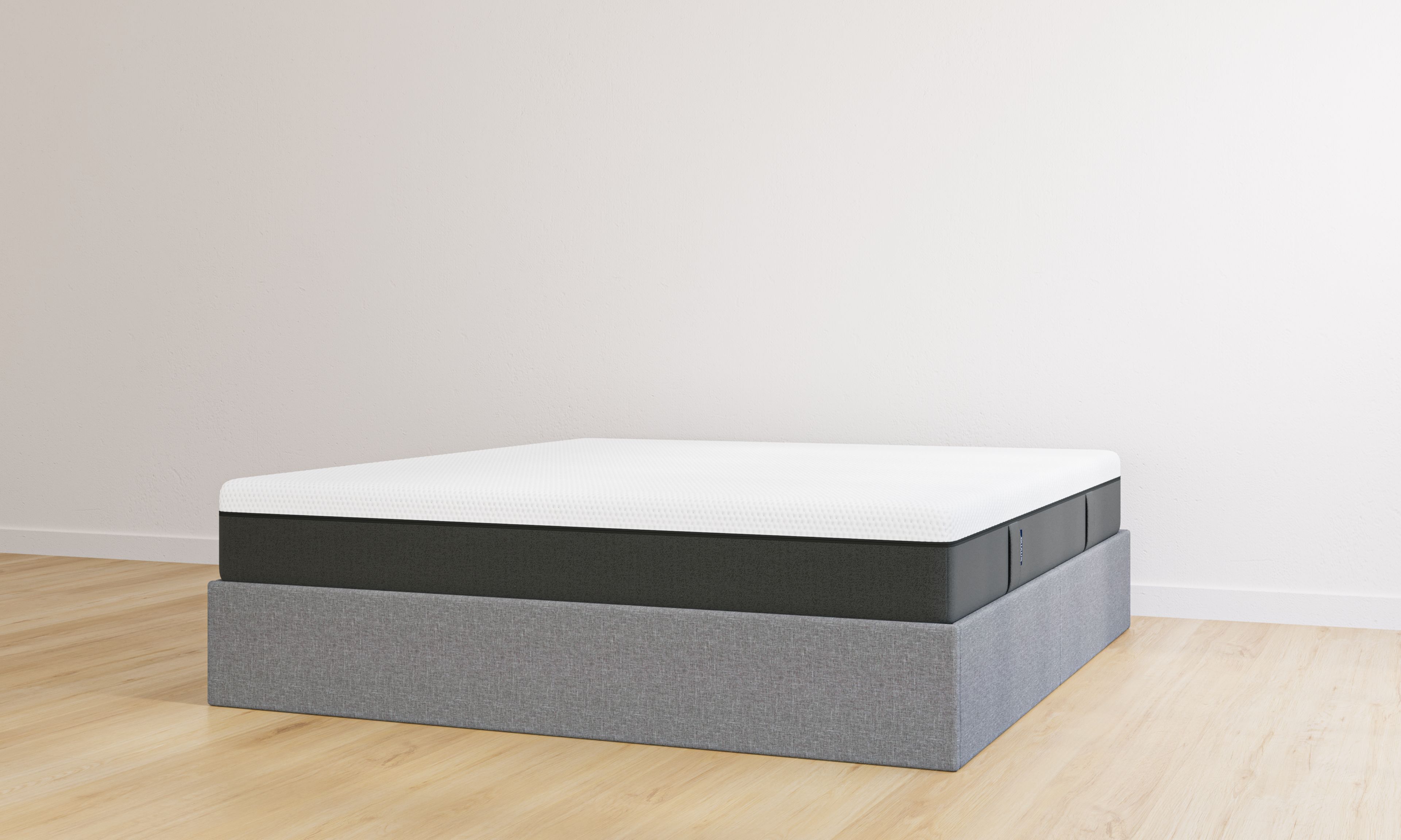 Letto contenitore matrimoniale grigio scuro senza testiera con materasso