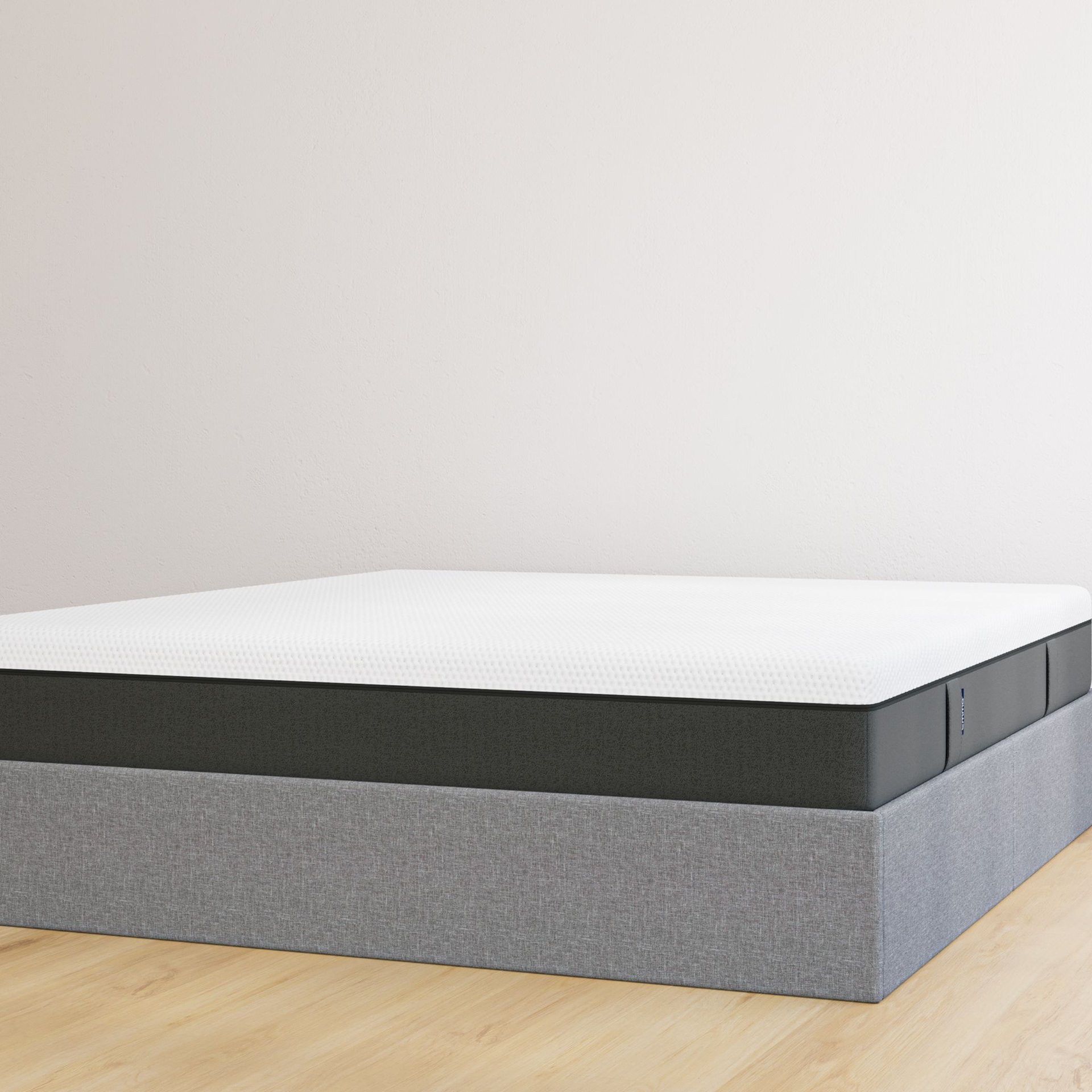 Letto contenitore matrimoniale grigio scuro senza testiera con materasso