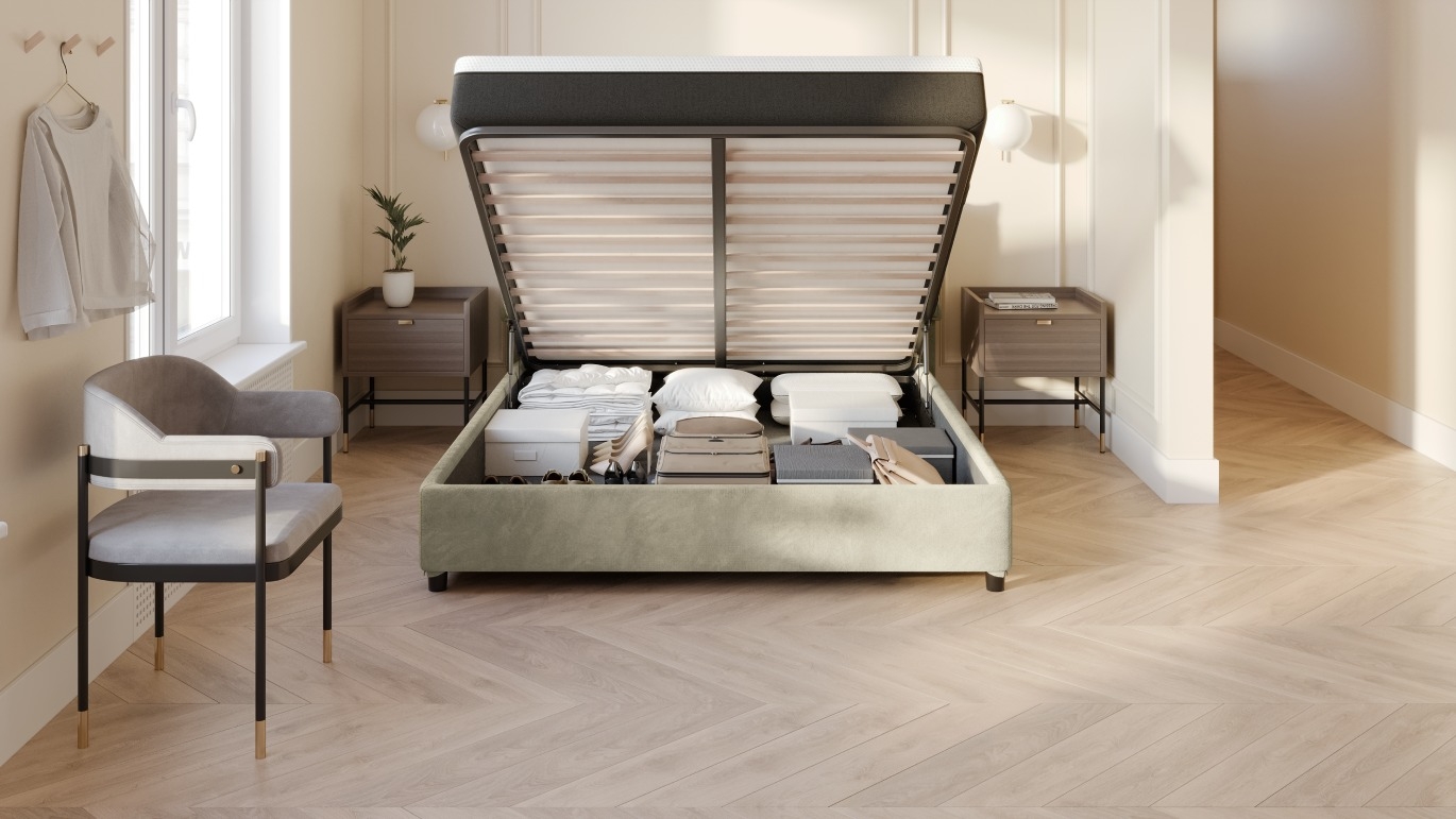 letto contenitore con vano aperto