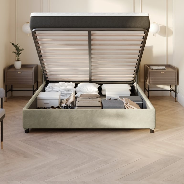 letto contenitore con vano aperto