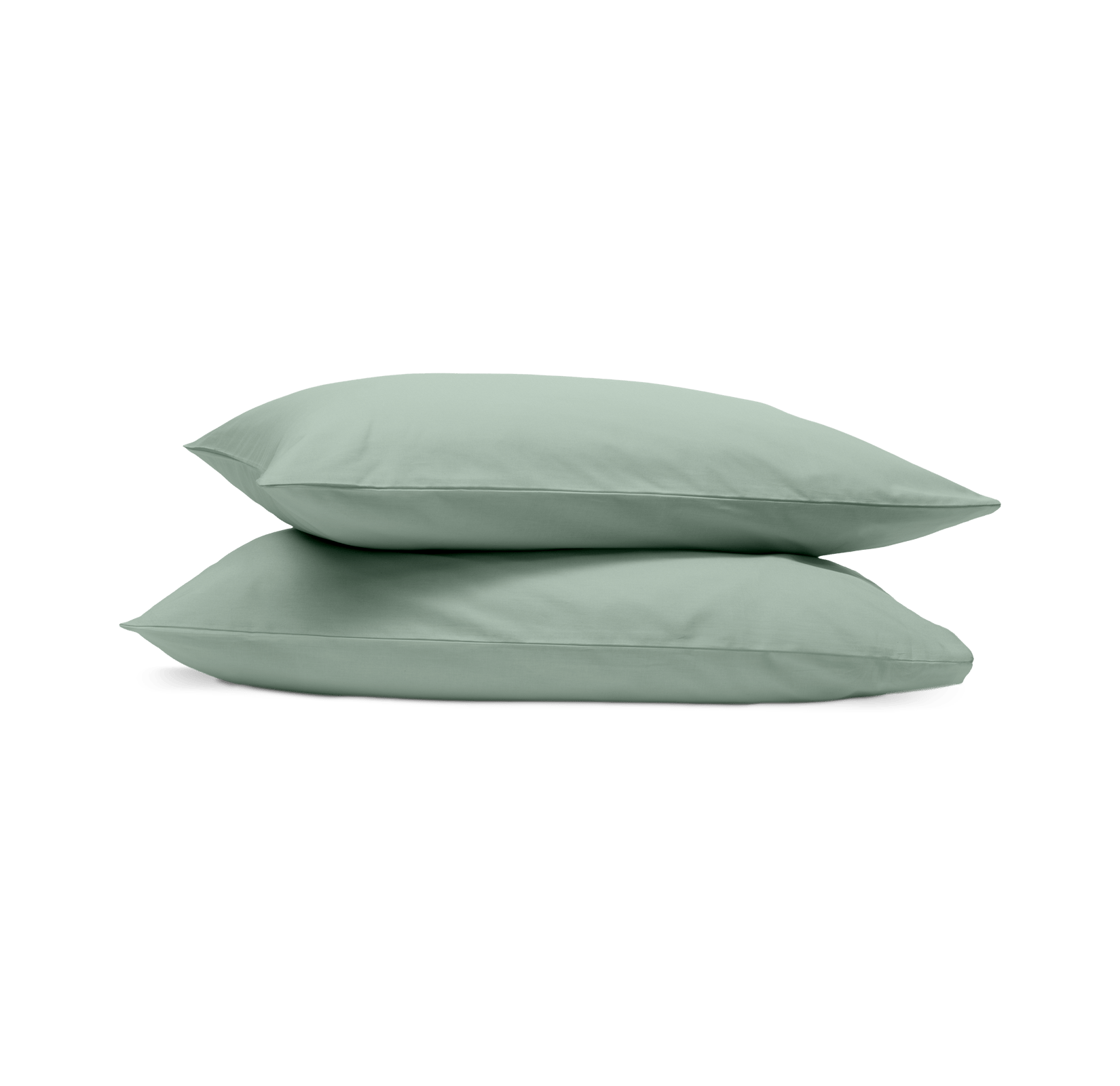 Due federe verde chiaro impilate su sfondo bianco