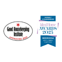 Good Housekeeping Institute approved 2025 and Ideal Home awards 2025 best hybrid mattress.