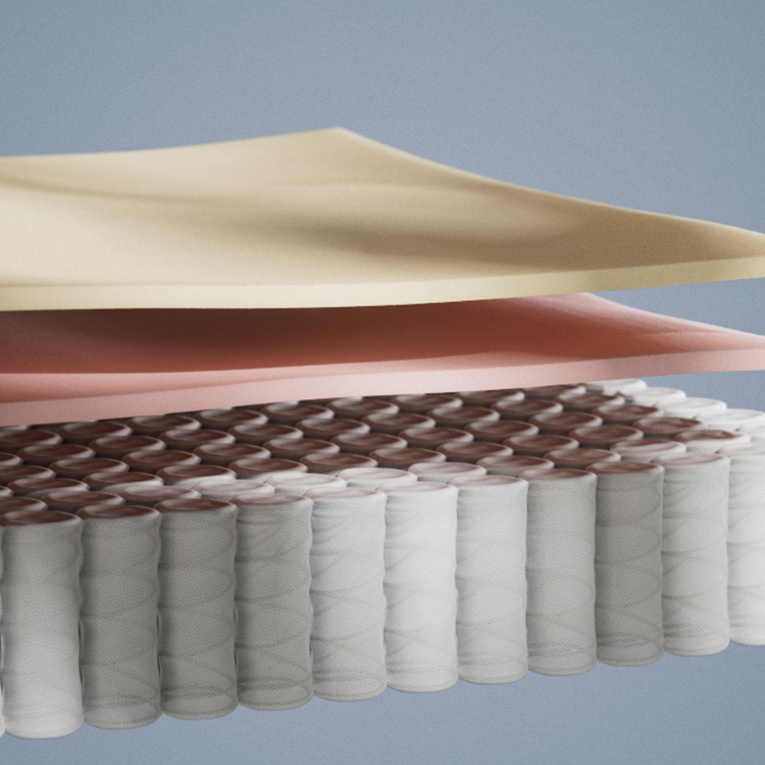 Illustrative cutaway showing the mattress construction.