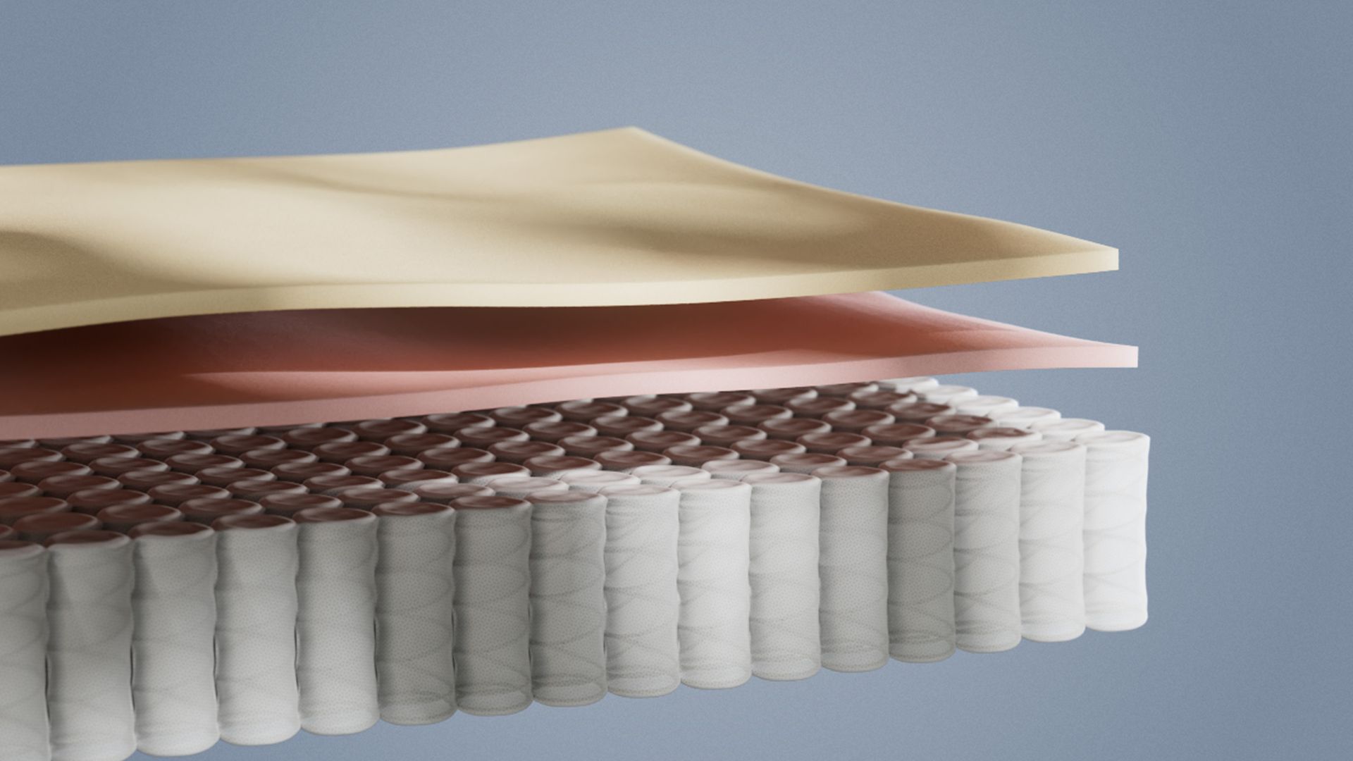 Illustrative cutaway showing the mattress construction.