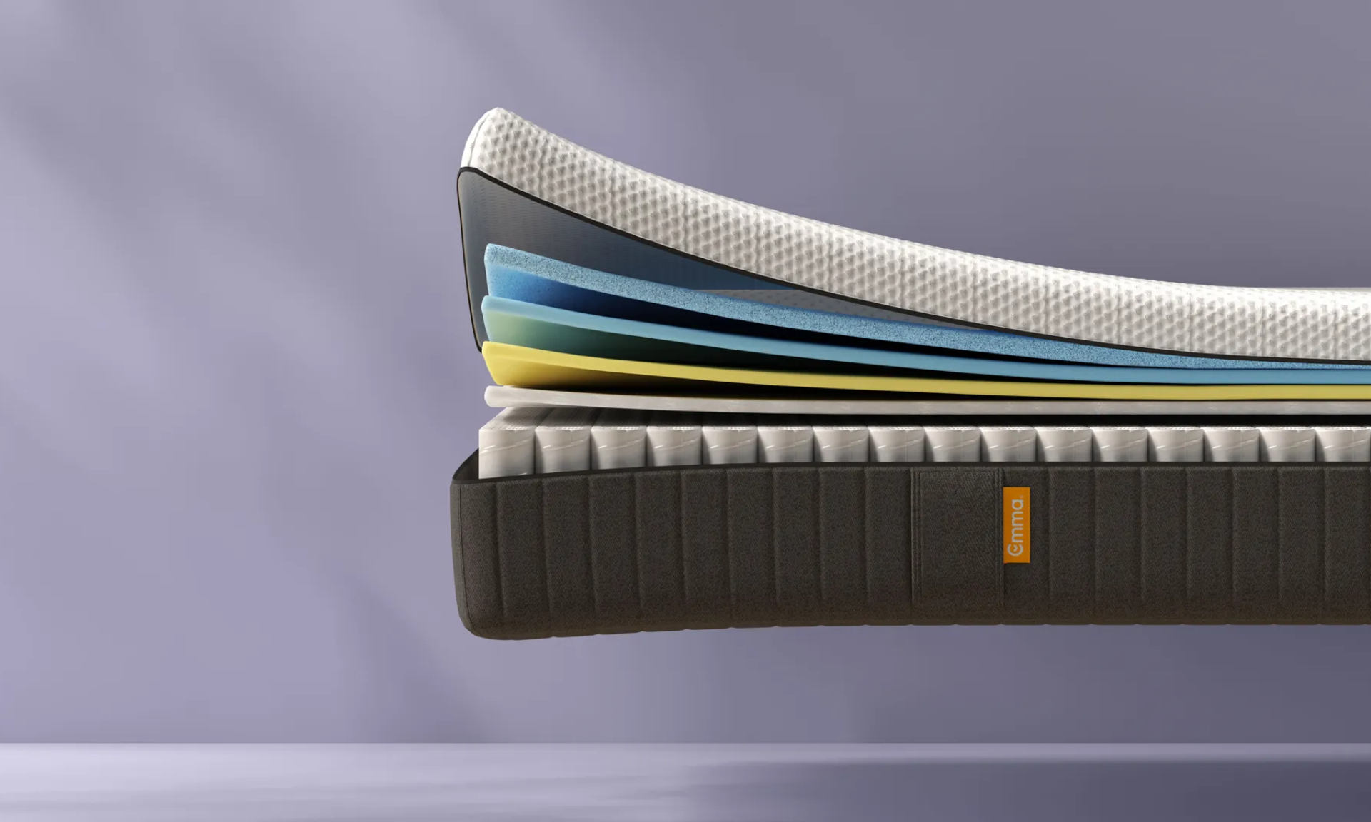 Vista de lado del colchón Emma Hybrid Termoluxe