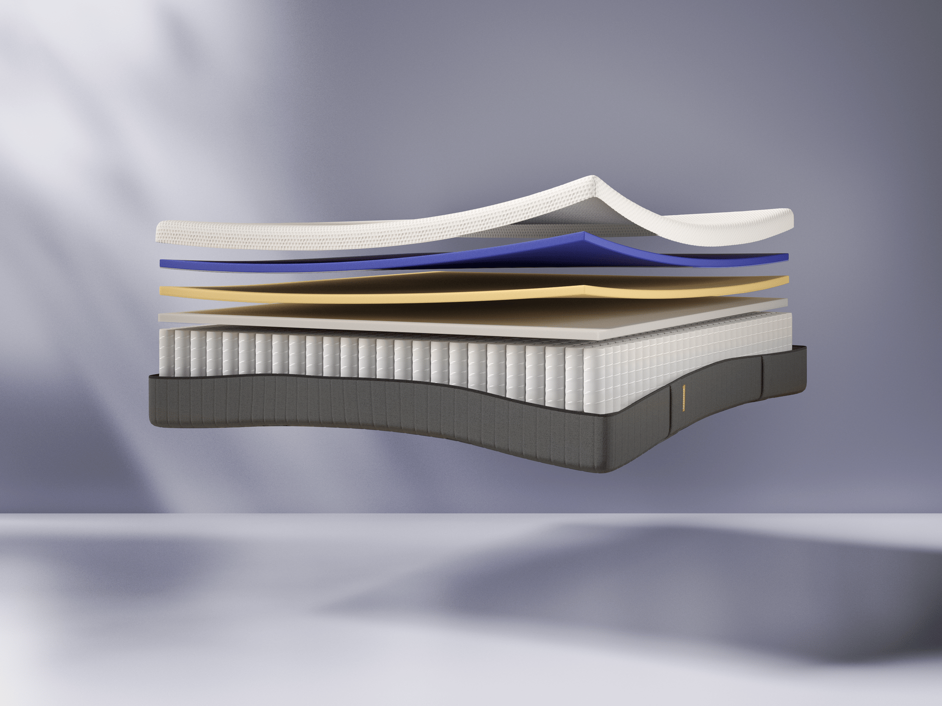 Vista esplosa di un materasso con più strati visibili in sezione