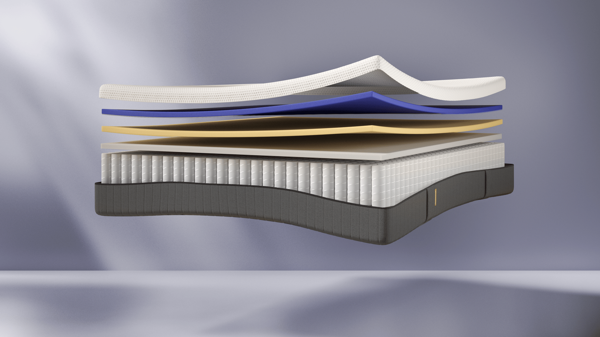 Vista esplosa di un materasso con più strati visibili in sezione
