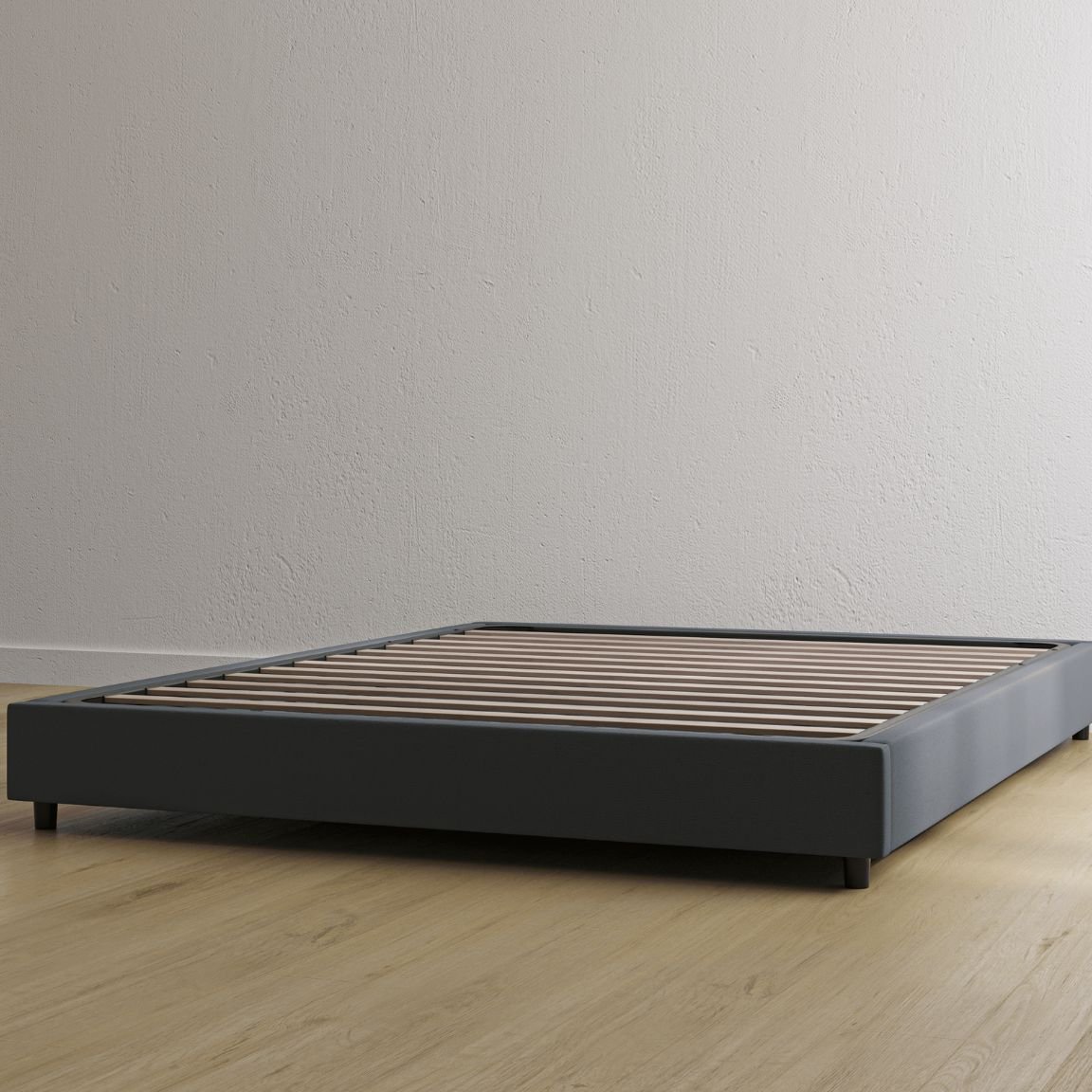 Letto contenitore grigio scuro senza testiera