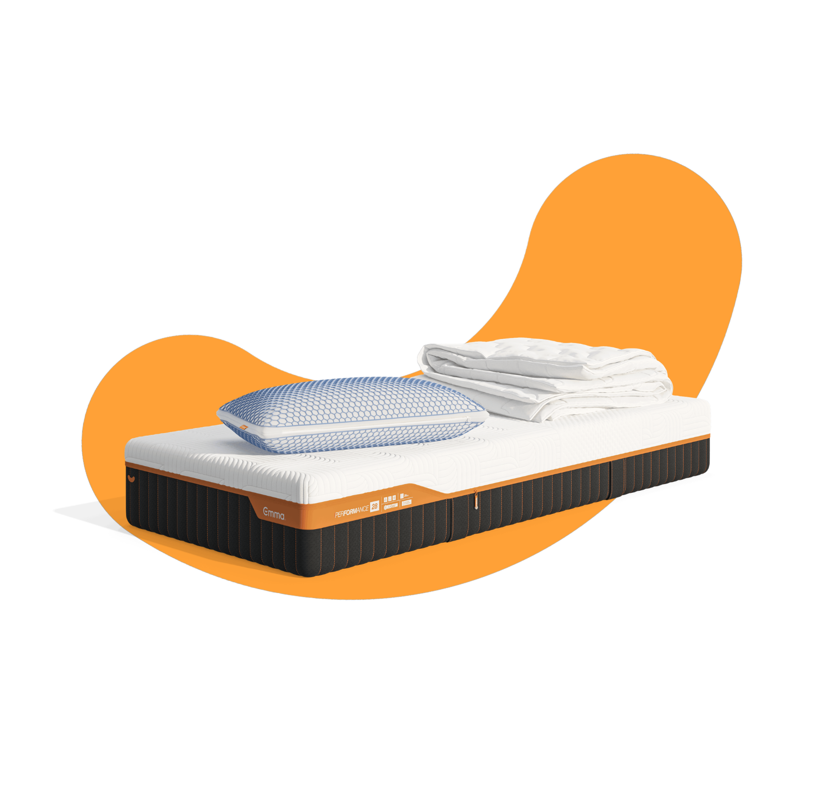 Emma Performance 28 Set: Matratze, Kissen, Bettdecke.