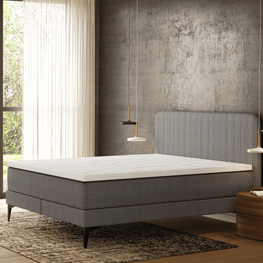 Signature - Dark Grey - Tufted HB - Metal Ft - Diamond Top