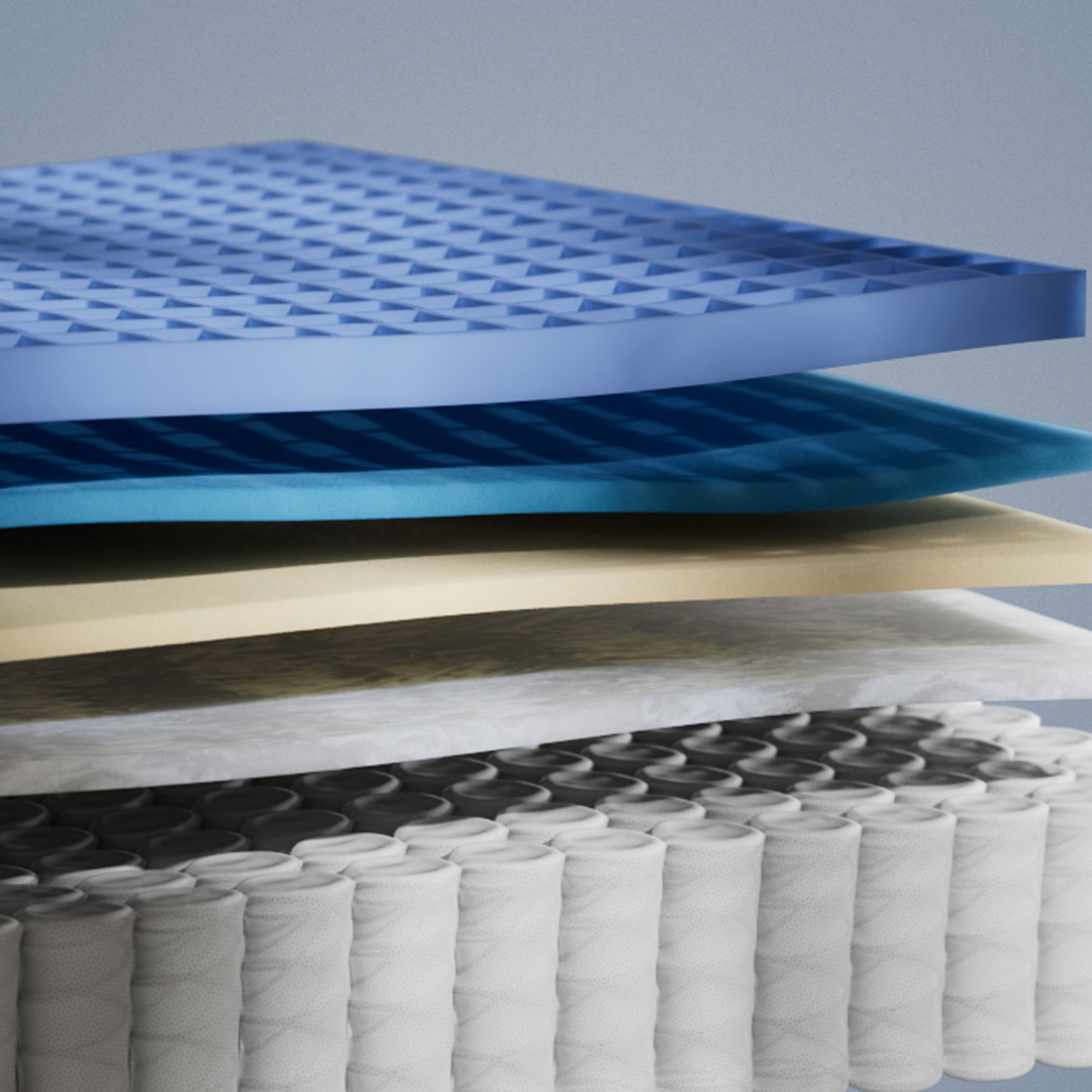 Illustrative cutaway showing the mattress construction.