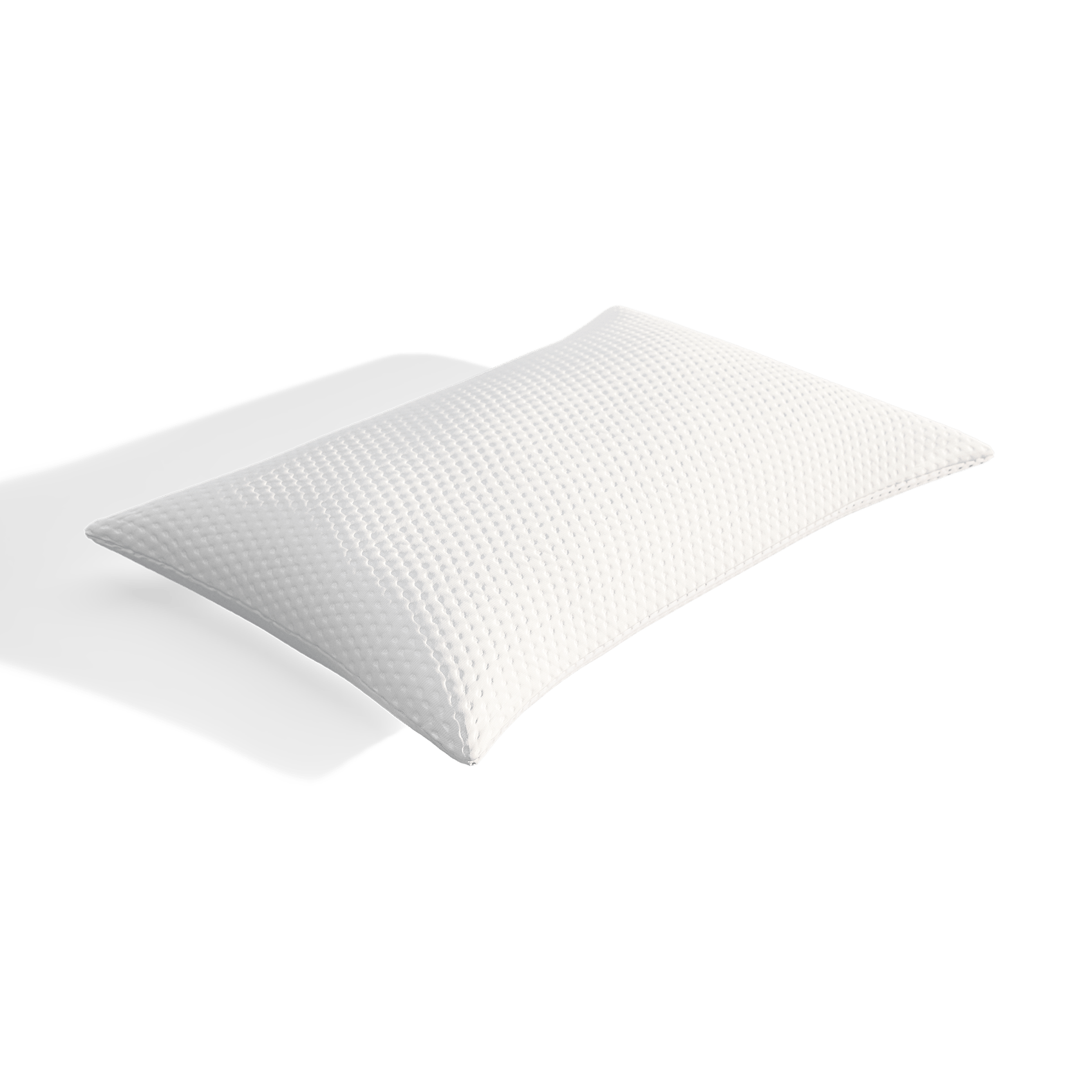 Capa protetora de travesseiro retangular, branca, com padrão quadriculado em relevo. A textura parece macia e confortável. Está sobre uma superfície branca, visto em fundo neutro.