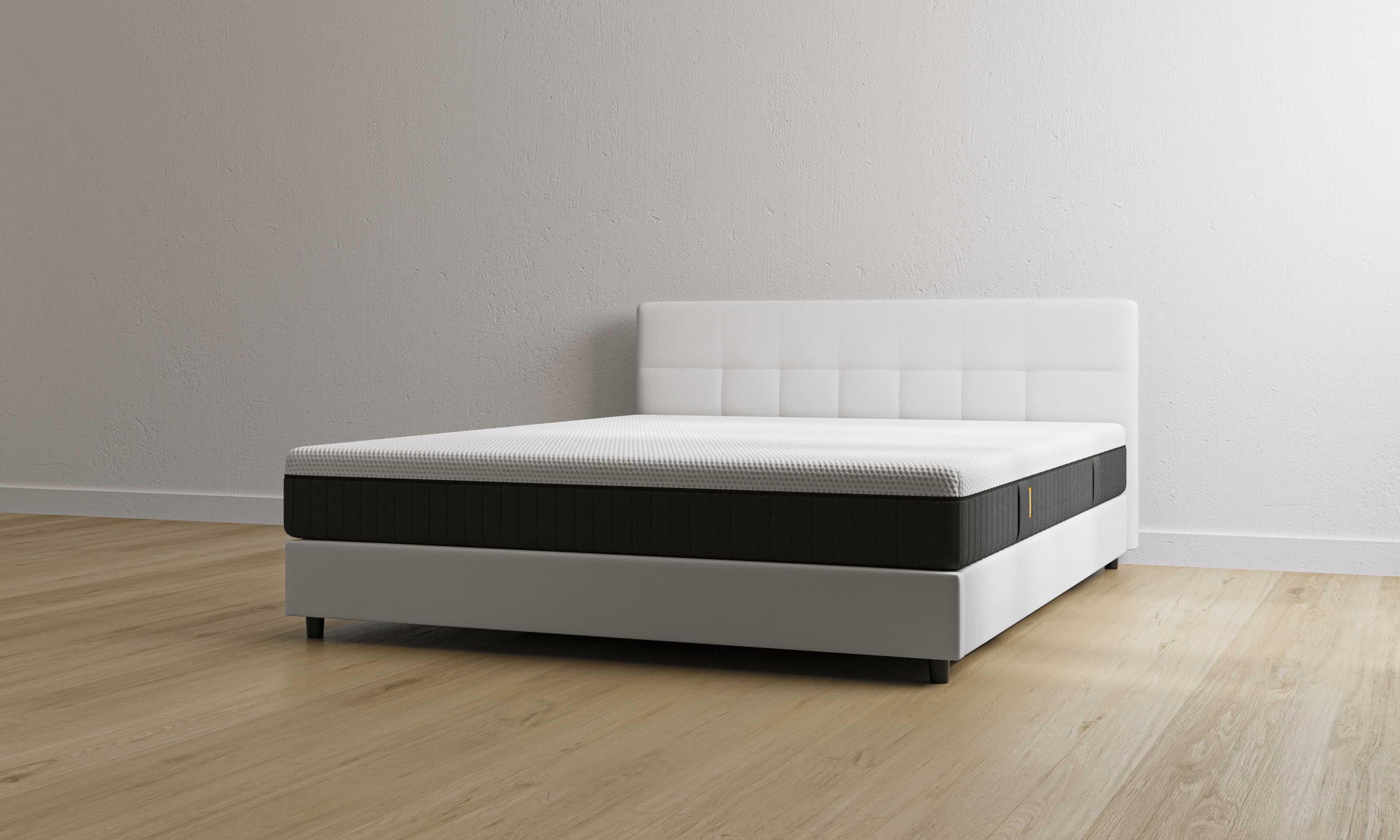 Letto contenitore bianco con testiera con materasso